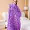 Soft and Lightweight Handmade Chunky Knit Blanket, Acrylic & Polyester Fabric, Comfortable All Year Round purple