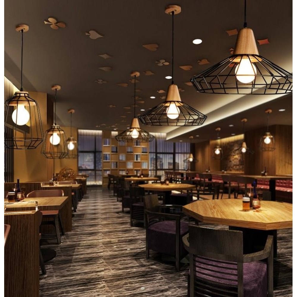 Modern Nordic Wrought Iron Hanging Cage Lamp4