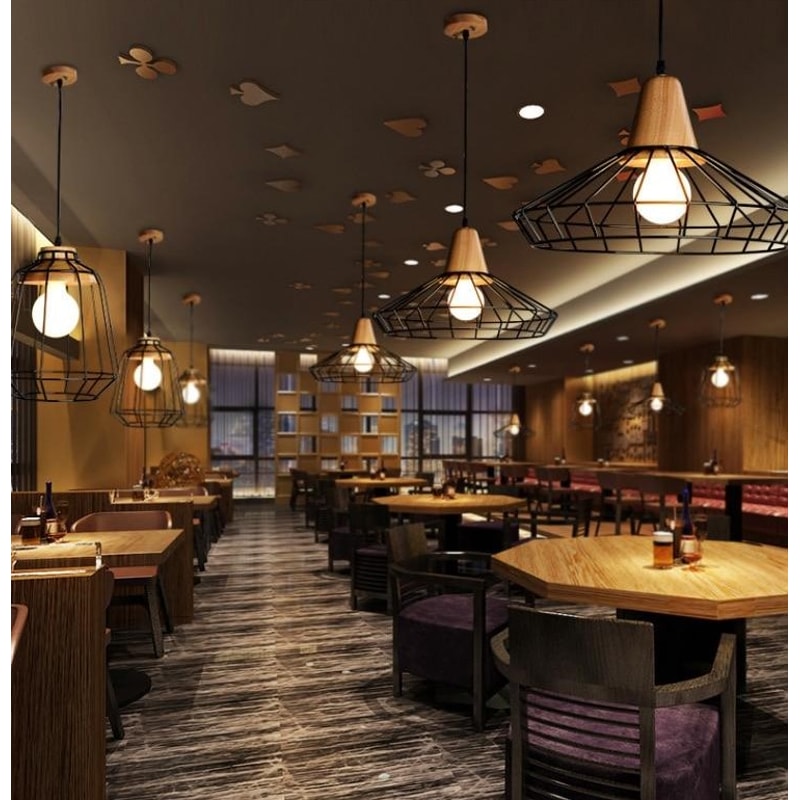 Modern Nordic Wrought Iron Hanging Cage Lamp4