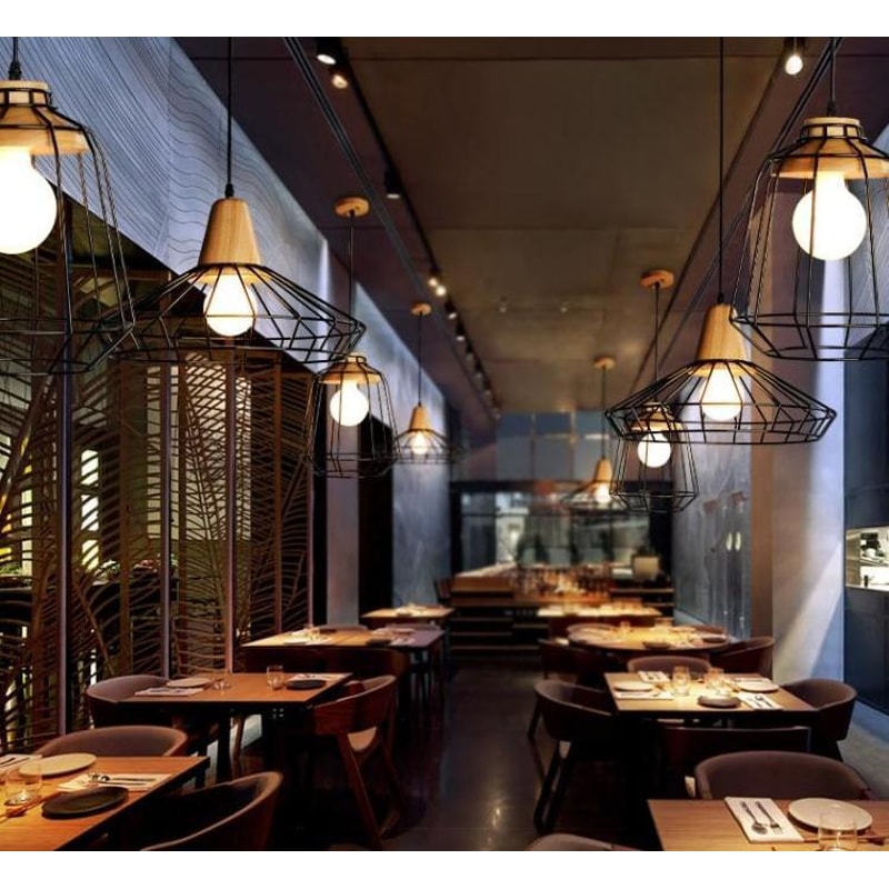 Modern Nordic Wrought Iron Hanging Cage Lamp2