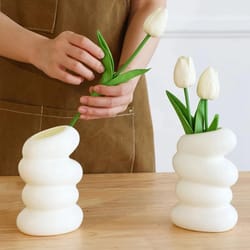 nordic white spiral vase – creative flower container for home decor