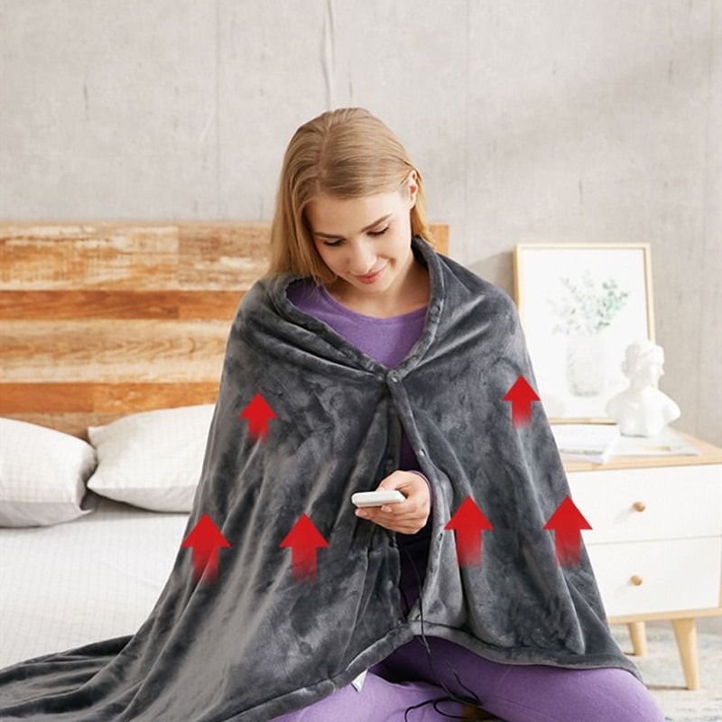 USB Electric Heated Blanket Wearable Fleece Body Warmer Shawl For Winter Comfort Portable Heated Bl 1