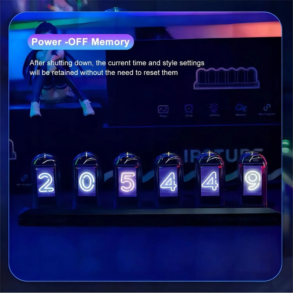 RGB Nixie Tube Clock LED RGB Digital Tube Night Light For Desktop Home Decoration 5