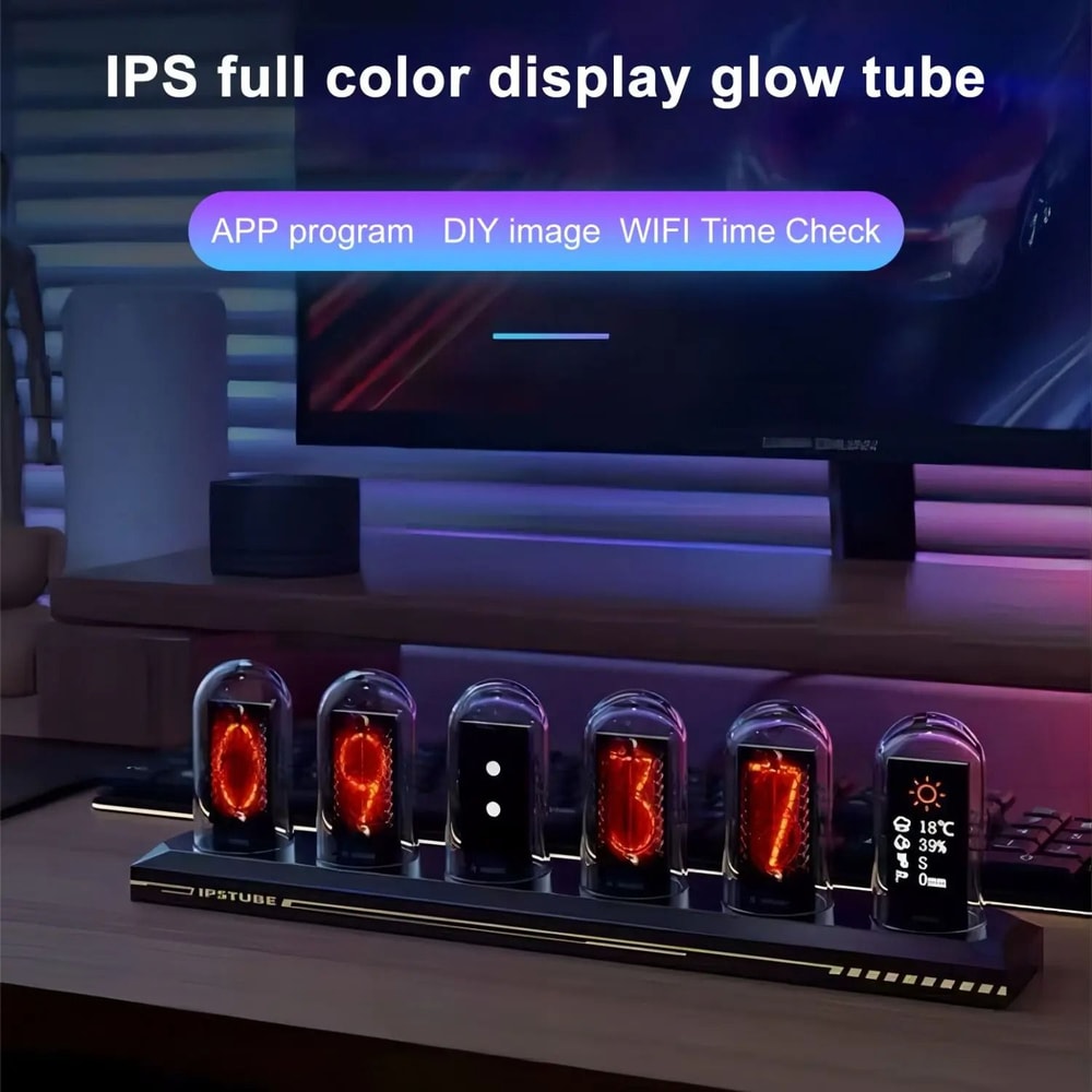 RGB Nixie Tube Clock LED RGB Digital Tube Night Light For Desktop Home Decoration 4