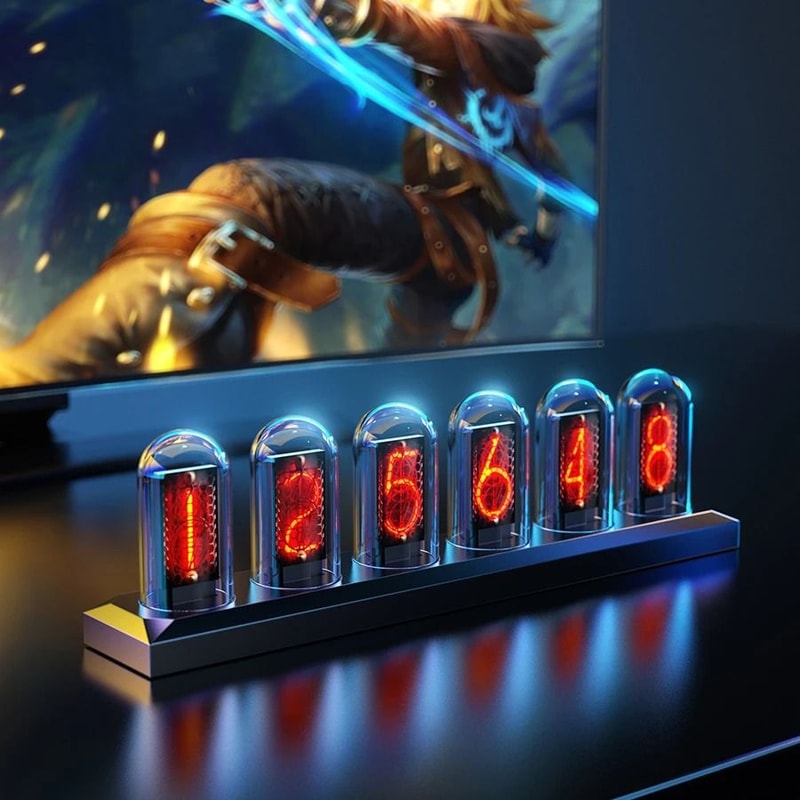 RGB Nixie Tube Clock LED RGB Digital Tube Night Light For Desktop Home Decoration 0
