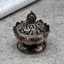 elegant lotus flower incense burner & buddha holder – premium metal flower incense burner for home decor