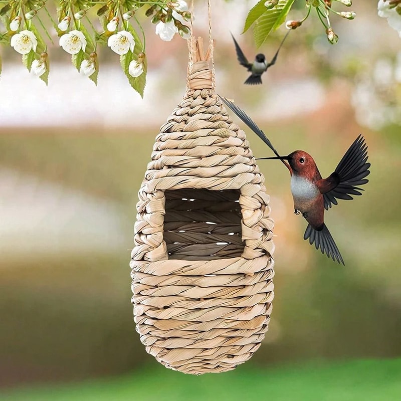 Bird nesting house with strong twine