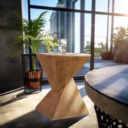 lightweight concrete accent table, modern geometry side table for indoor and outdoor use, compact bedside end table