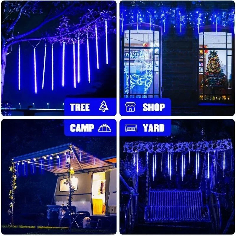 LED Dripping Icicle Lights For Outdoor Christmas Decor 8Piece Set Perfect For Christmas Christmas G