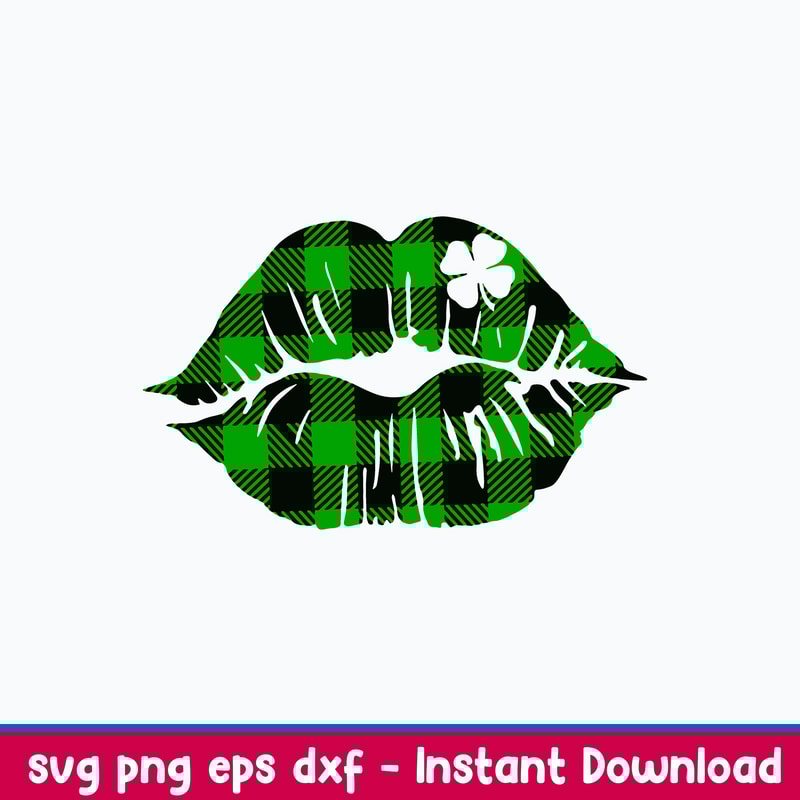 Lips with Clover Svg, Lip Svg, Png Dxf Eps File.jpeg