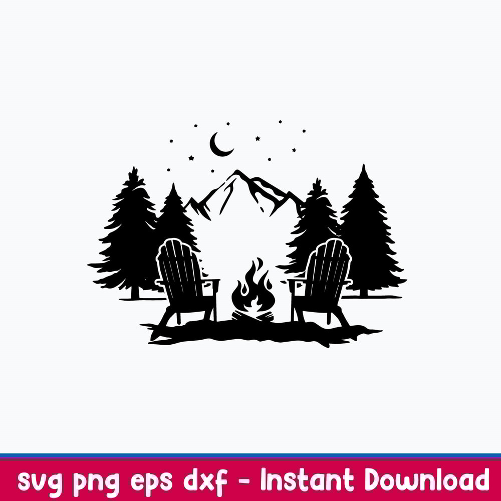 Mountain Scene With Adirondack Chairs Svg, Png Dxf Eps File.jpeg
