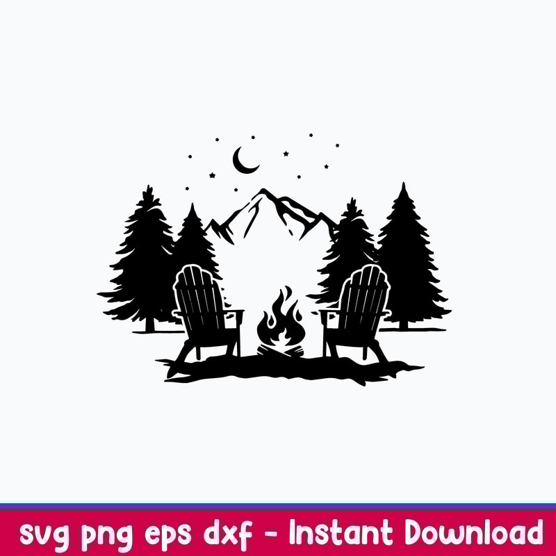 Mountain Scene With Adirondack Chairs Svg, Png Dxf Eps File.jpeg