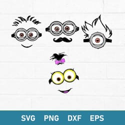 minions face bundle svg, minions svg, despicable me svg, png dxf eps digital file