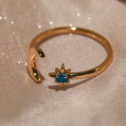 Dainty Sun And Moon Gold Ring