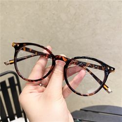 unisex vintage round optical glasses frame anti blue light eyeglasses with transparent prescription lens for women & men