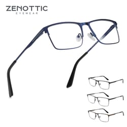 fashion square eyewear for men, titanium alloy ultralight optical glasses frame non-prescription metal eyeglasses