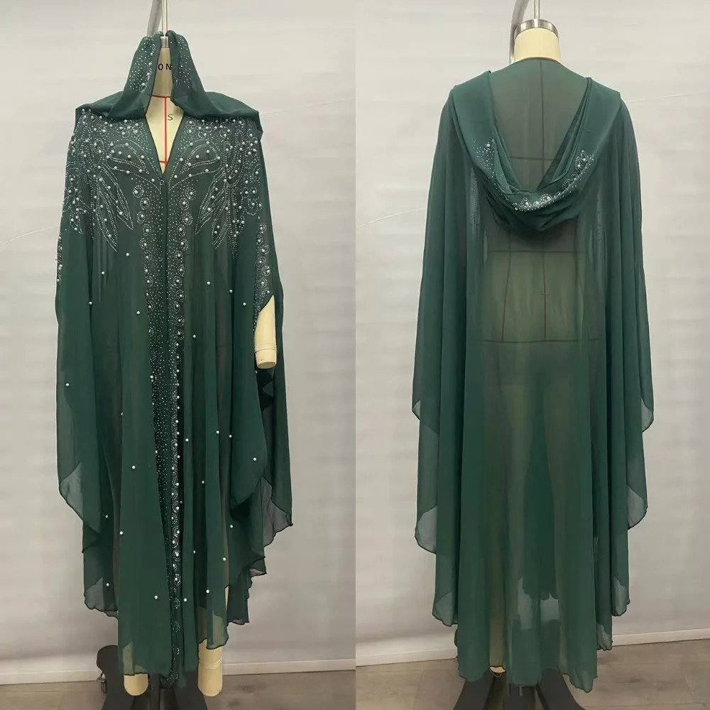 Vintage Thin Hooded Cloak Women Clothing Cape Dress Fashion Ponchos Coats  Jackets With Bling Diamo 6