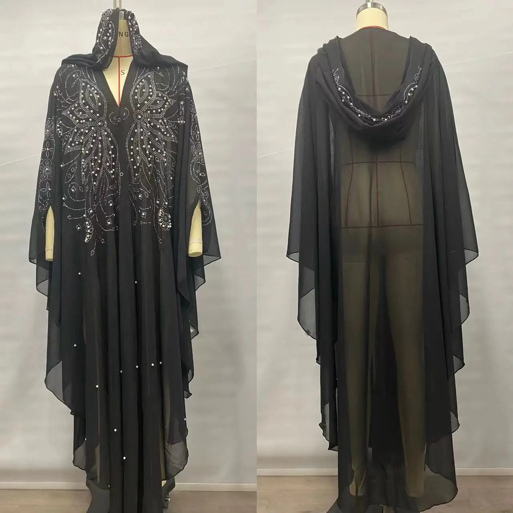 Vintage Thin Hooded Cloak Women Clothing Cape Dress Fashion Ponchos Coats  Jackets With Bling Diamo 9