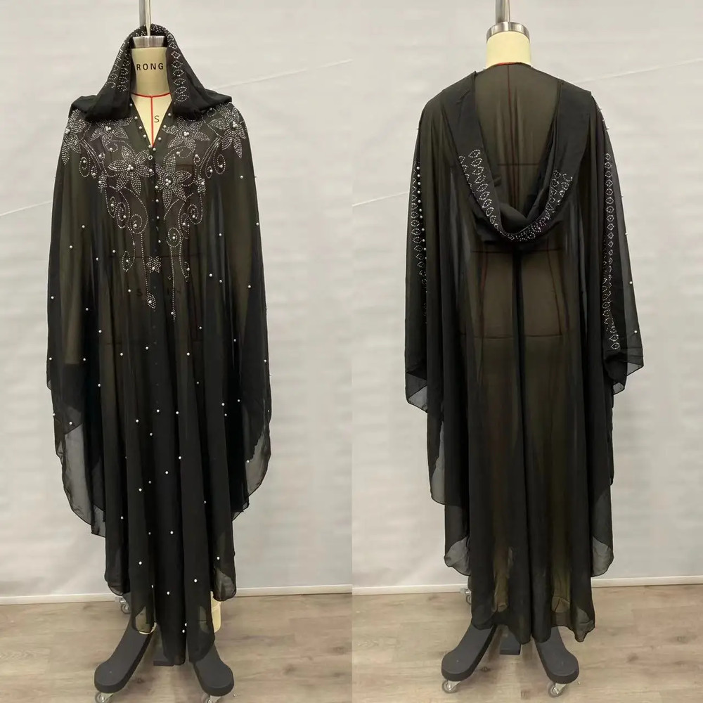Vintage Thin Hooded Cloak Women Clothing Cape Dress Fashion Ponchos Coats  Jackets With Bling Diamo 15