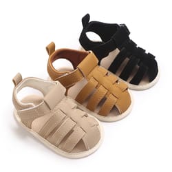 lightweight comfortable baby boys sandals, casual solid color breathable anti-slip shoes for indoor outdoor toddler