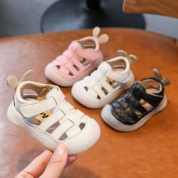 genuine leather baby girls boys sandals, summer infant toddler shoes, soft-soled school kids casual shoes & childrens