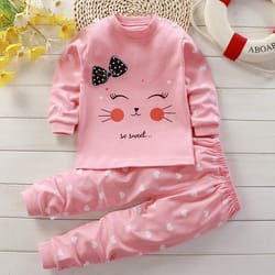 cozy autumn sleepwear pajamas for girls boys, long sleeve baby kid pajama set with tops, pants suits, fashion home