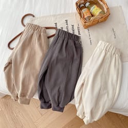 toddler boys girls jogger pants, spring simple loose unisex solid trousers, infant kids stretch sport pants for children