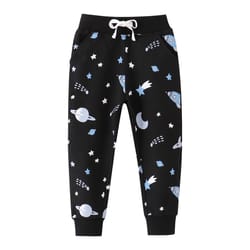 space print jumping meters sweatpants for boys girls, toddler kids drawstring trousers, baby autumn spring full length