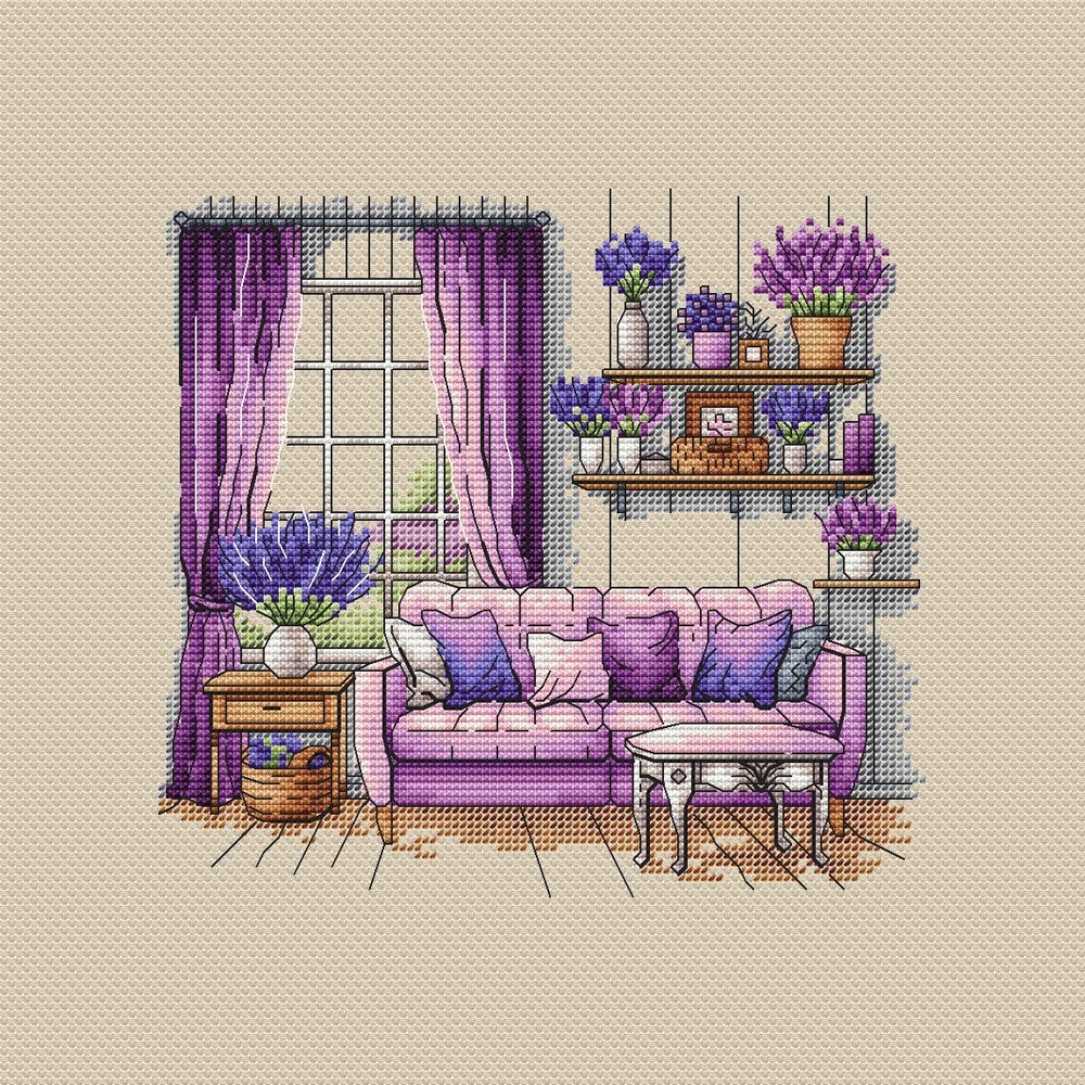 Lavender Cross Stitch Patterns Lavender Cross Pattern Interior Embroidery Decorative Embroidery 1