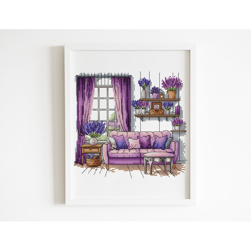 Lavender Cross Stitch Patterns Lavender Cross Pattern Interior Embroidery Decorative Embroidery 9