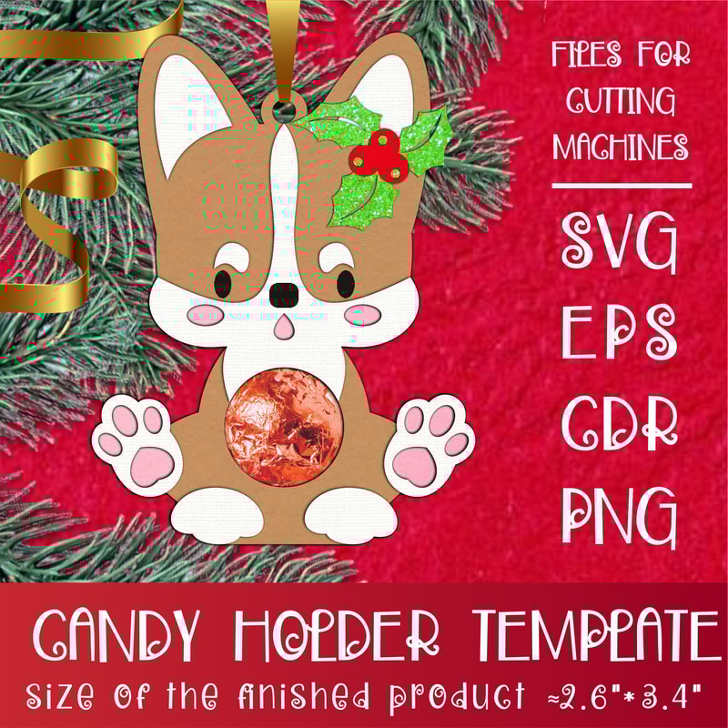 Corgi Dog Christmas Candy Holder Template 0
