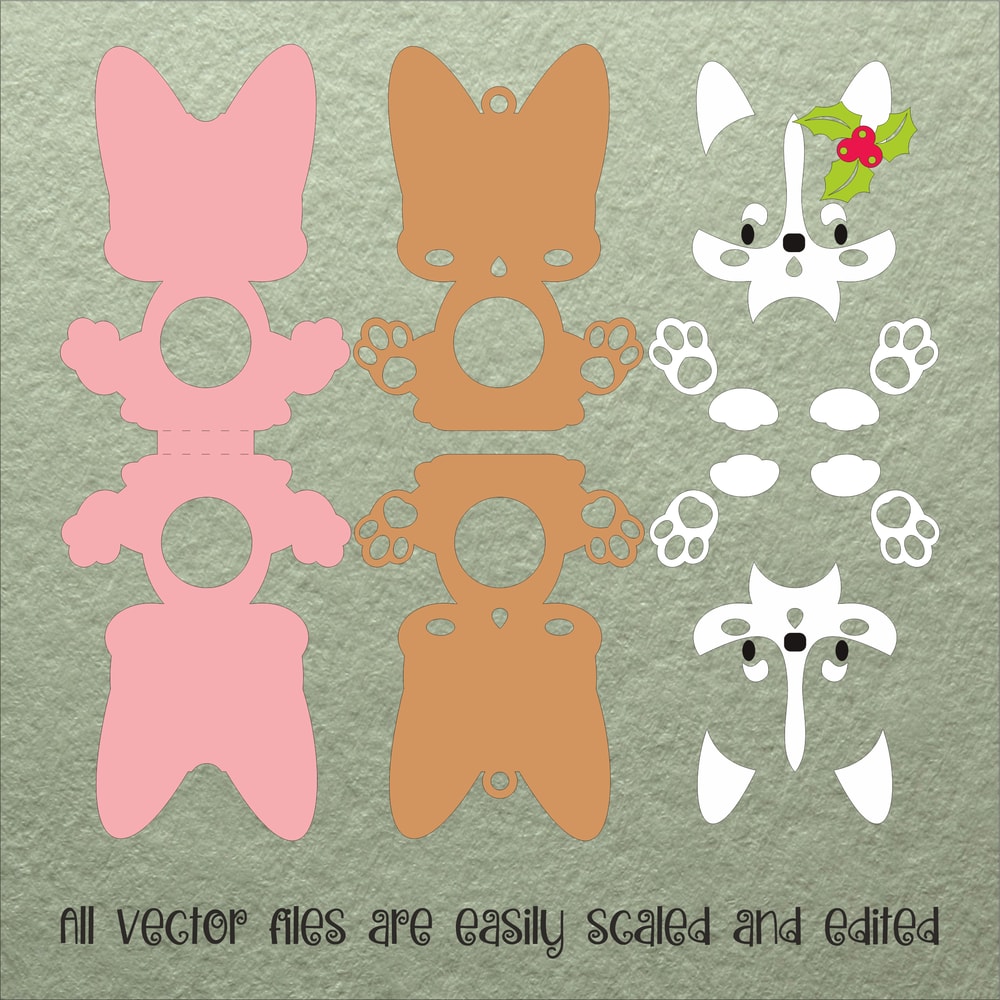 Corgi Dog Christmas Candy Holder Template 2