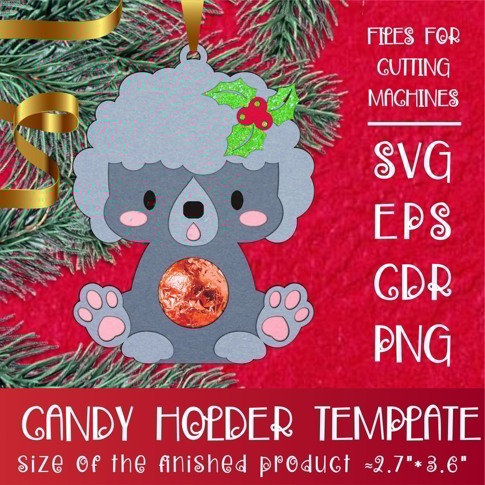 Poodle Dog Christmas Candy Holder Template 0