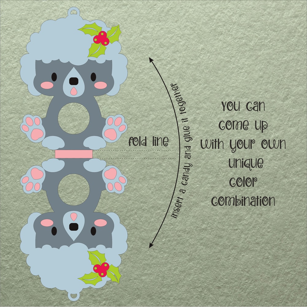 Poodle Dog Christmas Candy Holder Template 1