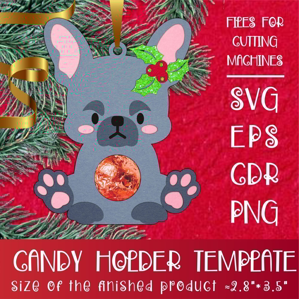 French Bulldog Christmas Candy Holder Template 0