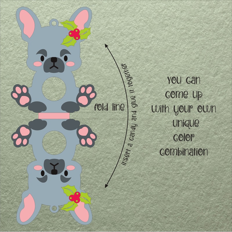 French Bulldog Christmas Candy Holder Template 1