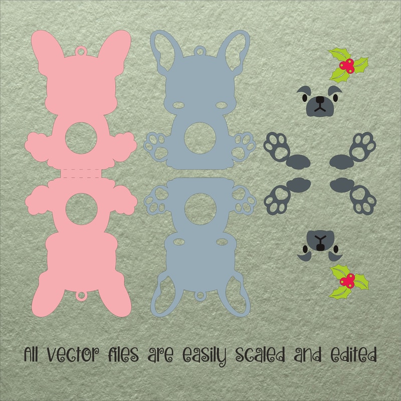 French Bulldog Christmas Candy Holder Template 2