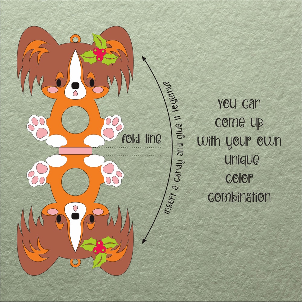 Papillon Dog Christmas Candy Holder Template 1
