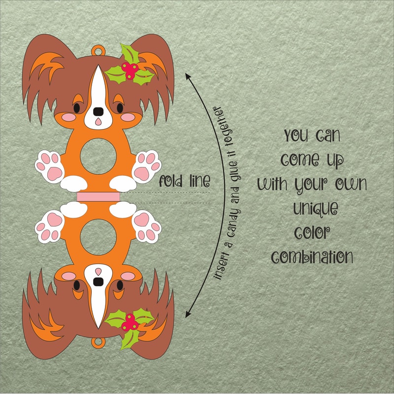 Papillon Dog Christmas Candy Holder Template 1