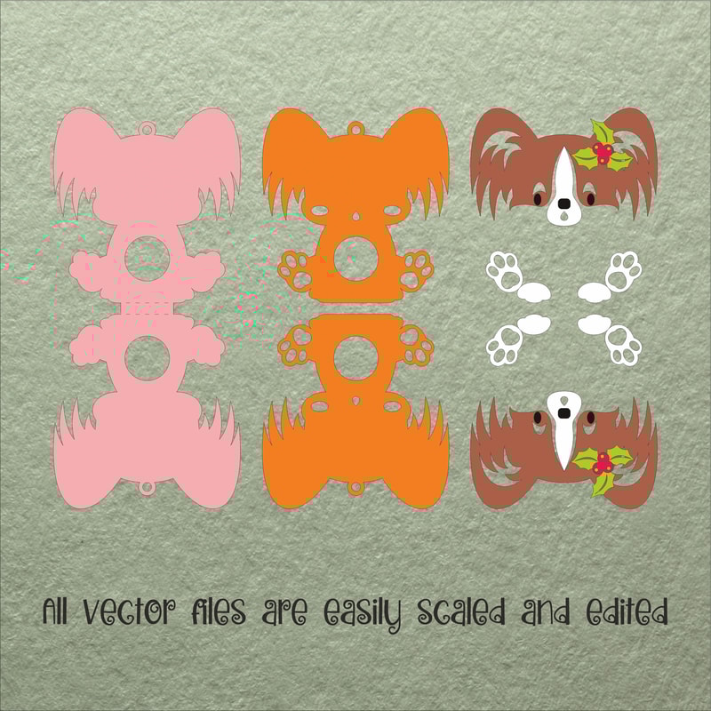 Papillon Dog Christmas Candy Holder Template 2