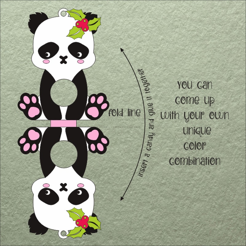 Panda Bear Christmas Candy Holder Template 1