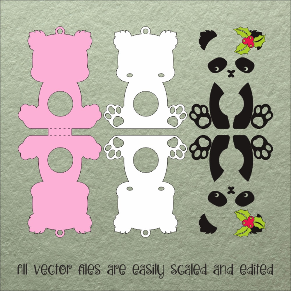 Panda Bear Christmas Candy Holder Template 2