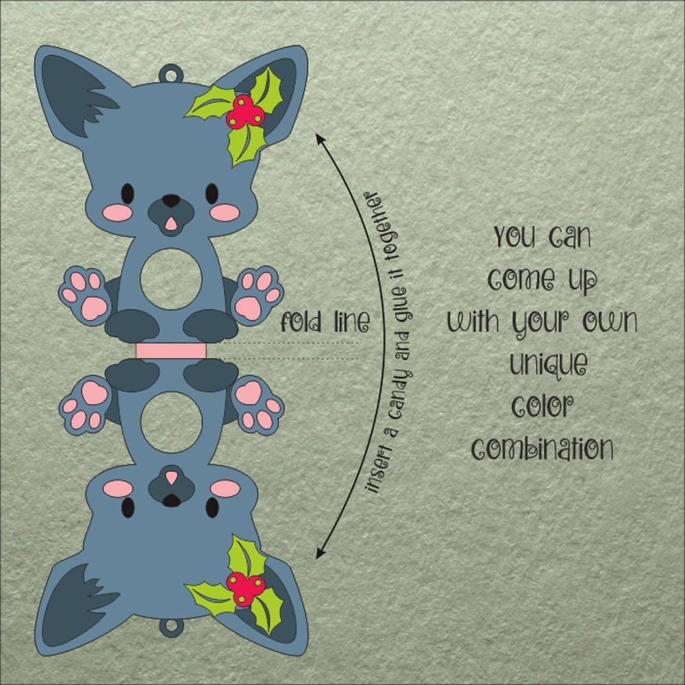 Oriental Cat Cyristmas Candy Holder Template 1