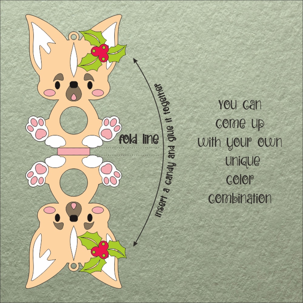 Chihuahua Dog Christmas Candy Holder Template 1