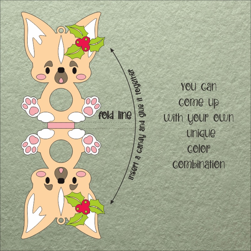 Chihuahua Dog Christmas Candy Holder Template 1