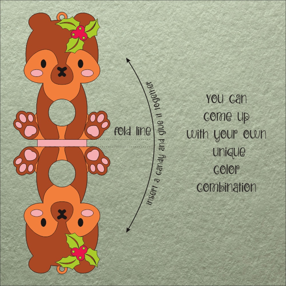 Baby Bear Christmas Candy Holder Template 1
