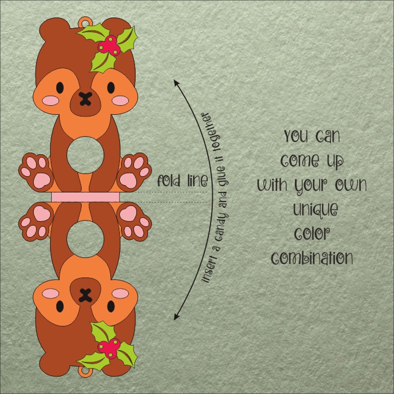 Baby Bear Christmas Candy Holder Template 1