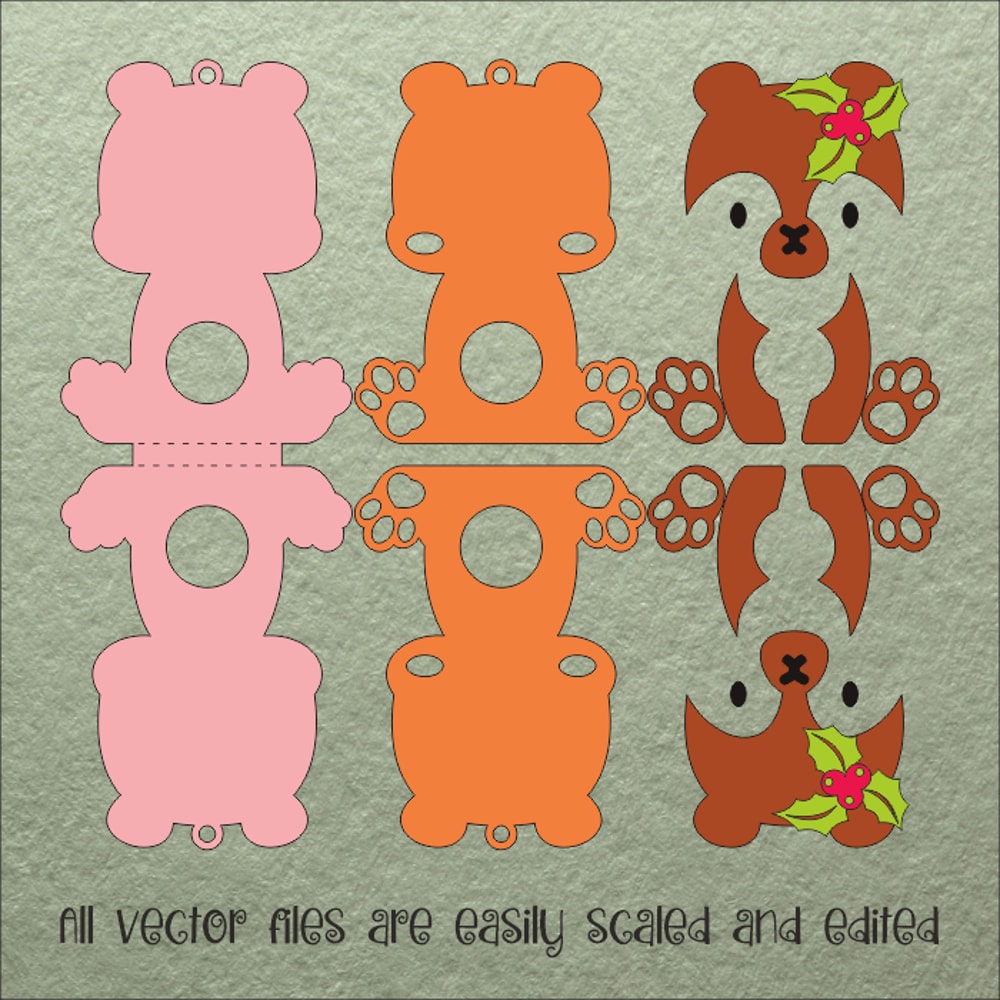 Baby Bear Christmas Candy Holder Template 2