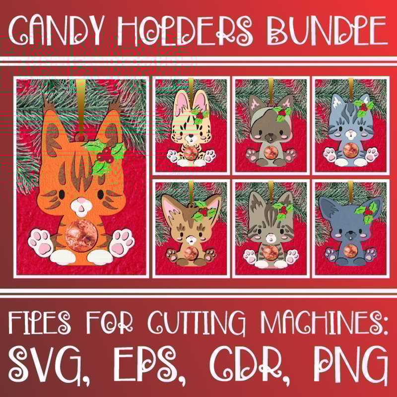 Cat Breeds Candy Holder Bundle Cristmas Ornaments 0