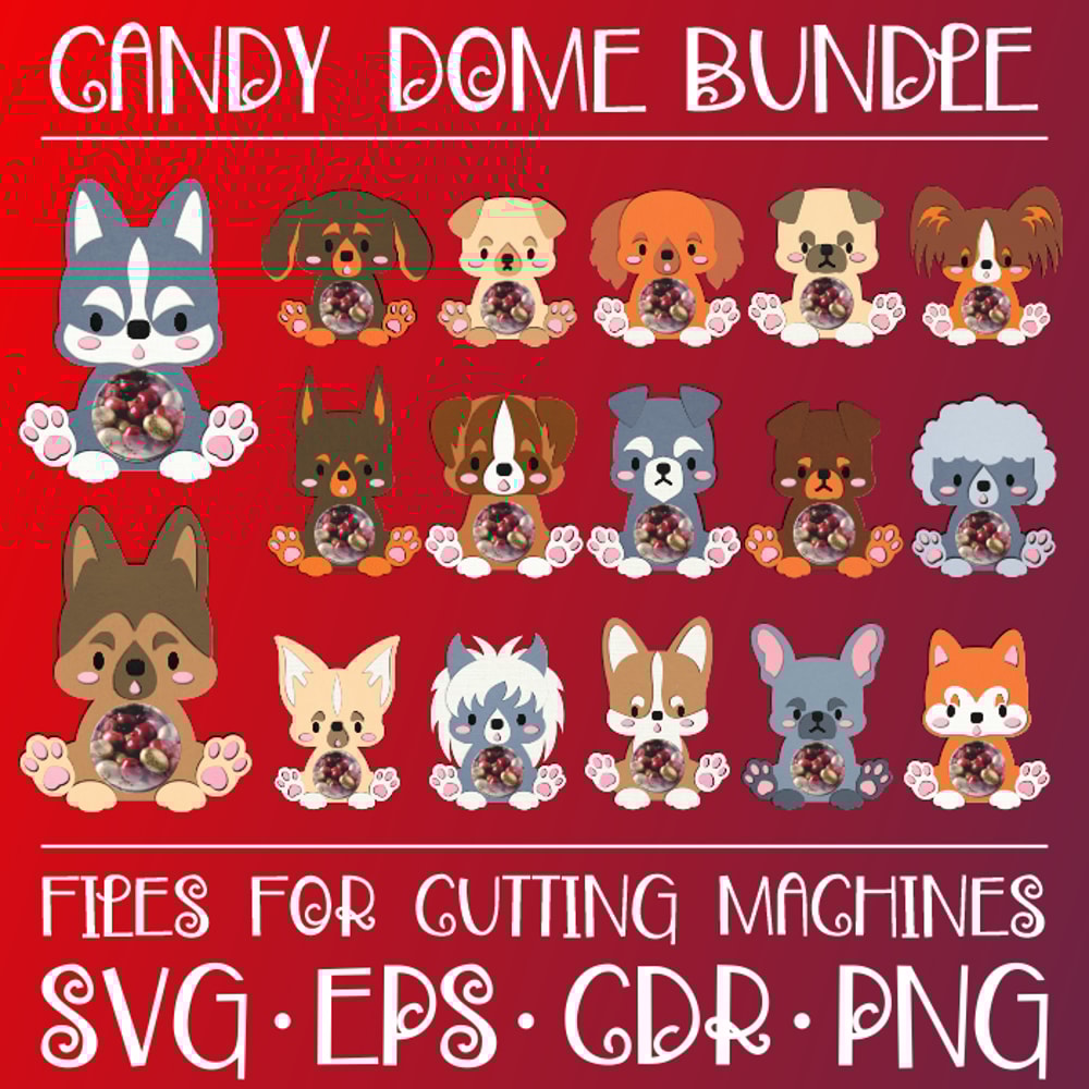 Cute Puppies Candy Dome Bundle Paper Craft Templates 0